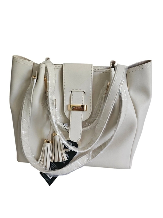 yani j'adore Handbags - Cream Tote Purse Tassel Yani J'Adore Women 17"X14" Soft Faux Leather Gold Accent